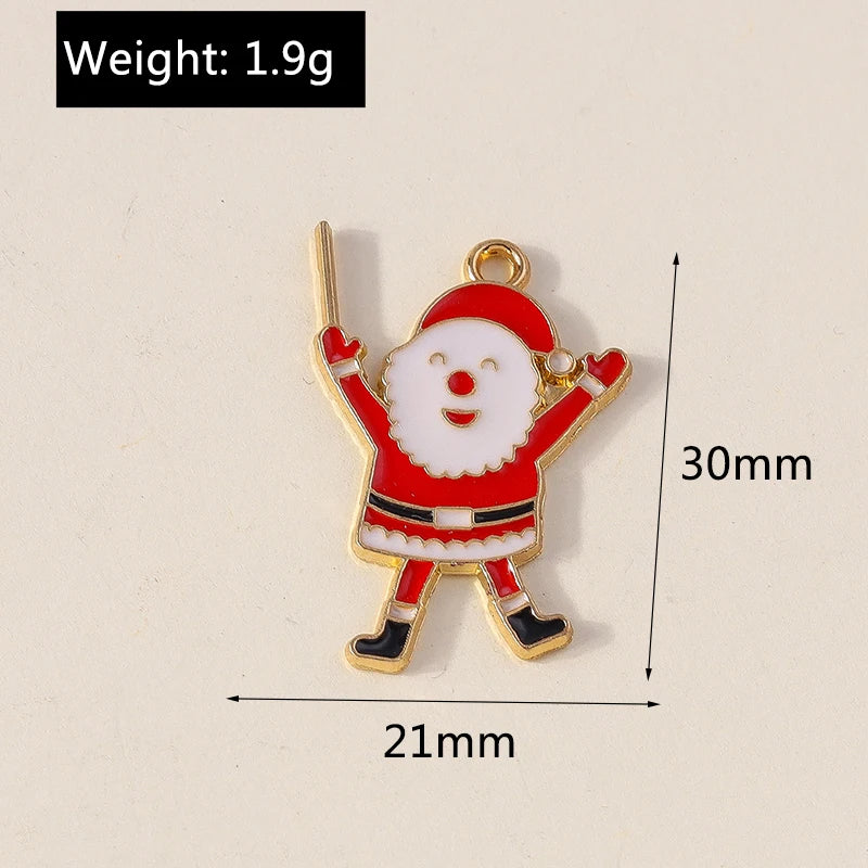 Kersthanger voor ketting of armband kerstboom rendier bel sneeuwpop hanger set - 10 stuks
