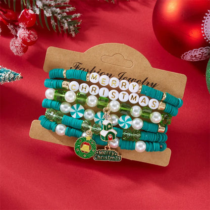 Kerst armband set met kralen, strass en feestelijke resin bedels