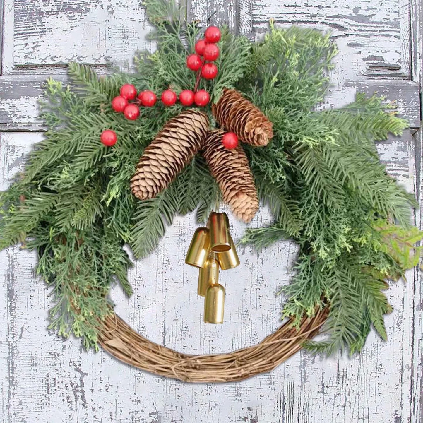 Kerst krans boho stijl voor deur of muur – sfeervolle feestdecoratie