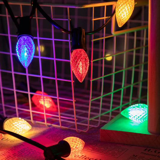 Verlichte Kerst slinger kleurrijke C7 LED lampjes voor binnen en buiten