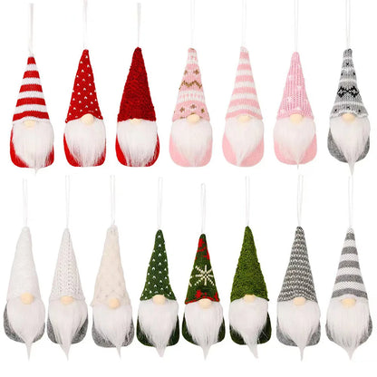 Set kersthangers – 3 schattige kerstgnomen met gebreide muts, 17 cm
