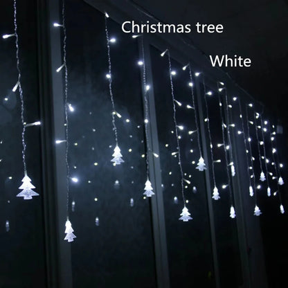 Kerst lichtgordijn met LED verlichting met Kerstboompjes voor feestelijke sfeer - koppelbaar