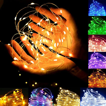 Kerst Lichtsnoer 1 Stuk – LED Koperdraad Lichtjes met Batterijdoos – Warm Wit – Sfeervolle Decoratie