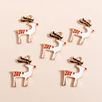 Kerst hanger/bedel voor ketting of armband – Emaille rendier kerstcollectie - 20 stuks