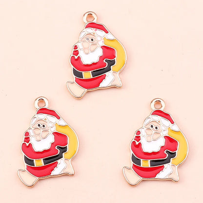 Kerst hangers mix sneeuwpop, Kerstman en meer emaille bedels voor sieraden - 10 stuks