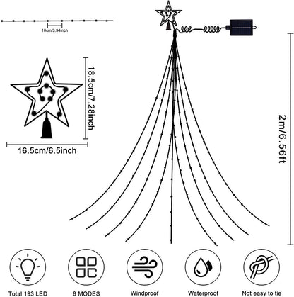 Led Kerstboom Sterrenlichtslinger op Zonne-energie – 280 LED met 8 Verlichtingsstanden