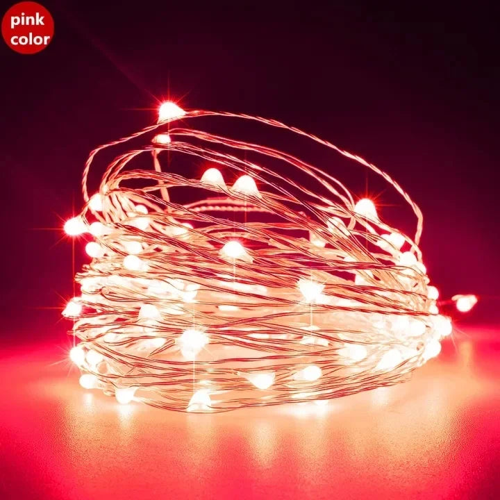 Kerst Lichtsnoer 1 Stuk – LED Koperdraad Lichtjes met Batterijdoos – Warm Wit – Sfeervolle Decoratie