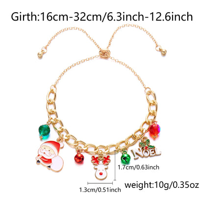 Kerst armband met kerstboom, sneeuwvlok, kerstman en belletjes