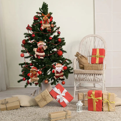 Set kersthangers pluche popjes – kerstman, sneeuwman, rendier en beer