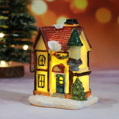 Verlicht Kerst figuur sfeervol huis met warm wit licht voor feestelijke decoratie