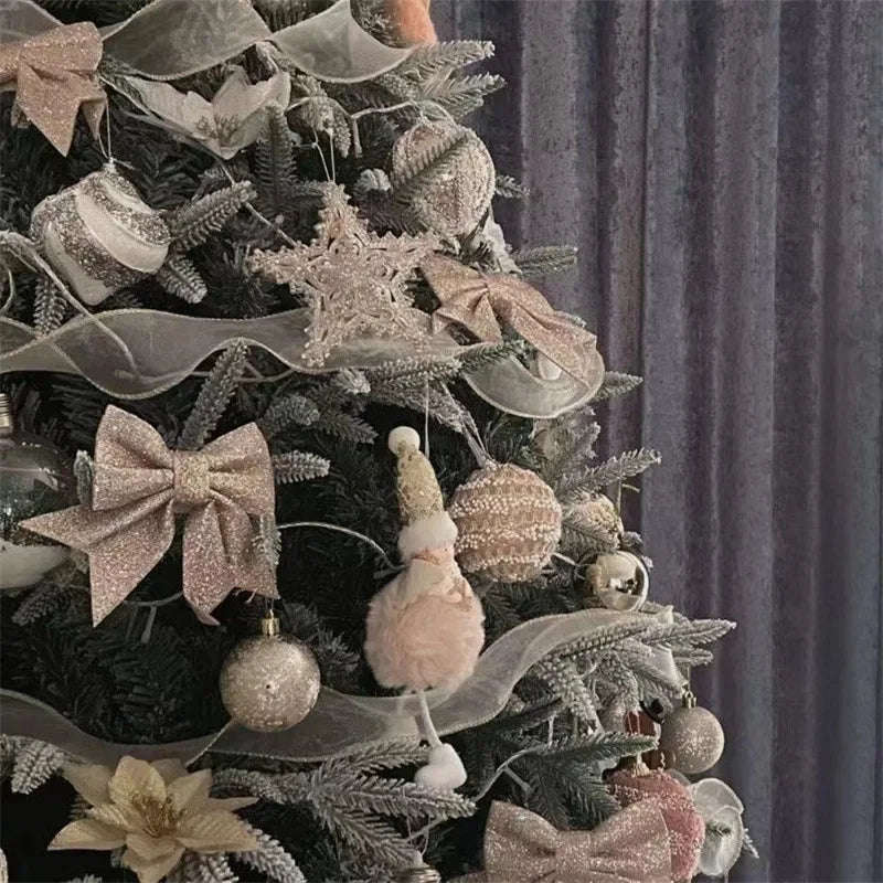 Kerstboom ornament rode gouden strik met glitters voor feestelijke decoratie