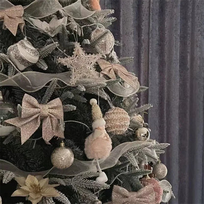 Kerstboom ornament rode gouden strik met glitters voor feestelijke decoratie