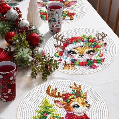 Diamond Painting Placemat schattig hert – set van 3 ronde onderzetters