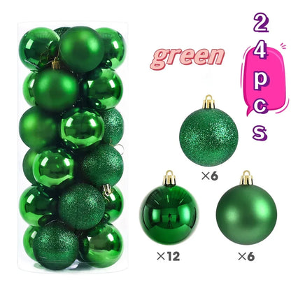 Kerstballen set 24 stuks – stevige kunststof ballen in effen kleuren