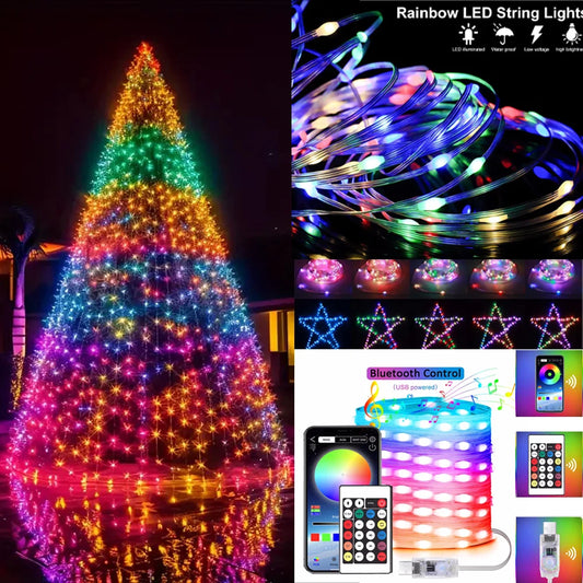 Slimme Kerstverlichting met Bluetooth & App – Waterproof LED Lichtsnoer voor Binnen & Buiten – USB RGBIC – 2M tot 40M – Feest, Tuin, Kerstboom, Bruiloft