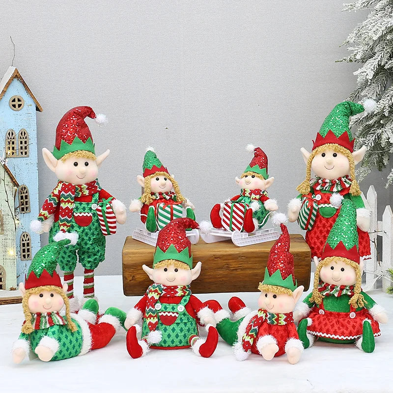 Kerst pop liggende telescoop elf met slee – feestelijke decoratie voor thuis