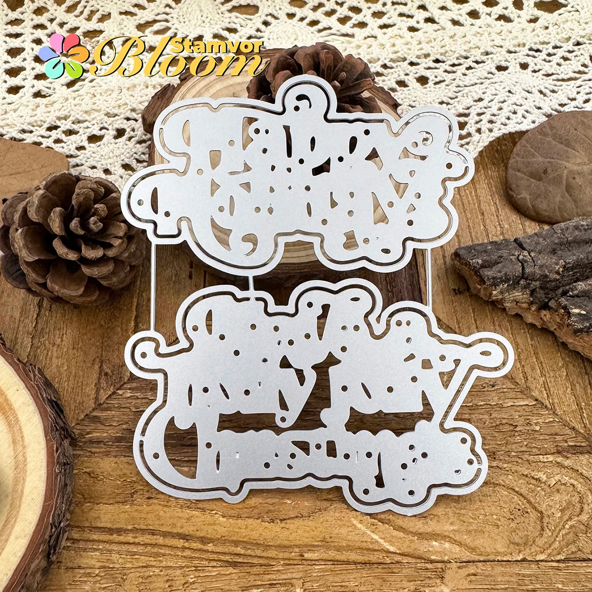 Snijmal kerst winter lagen titel – metalen snijvorm voor kaarten en scrapbooking