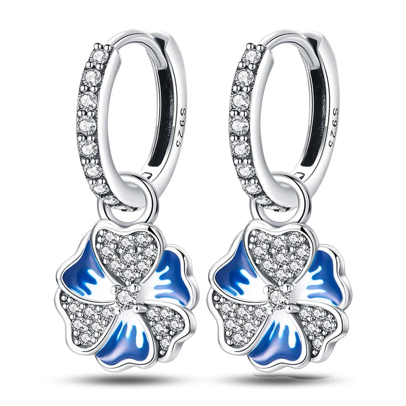 Kerst oorbellen 925 zilver sneeuwvlok met fonkelende zirkonia