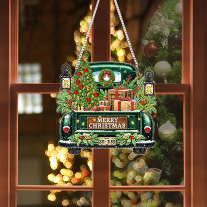 Diamond Painting Kerstkrans raam- en wandhanger met strass steentjes