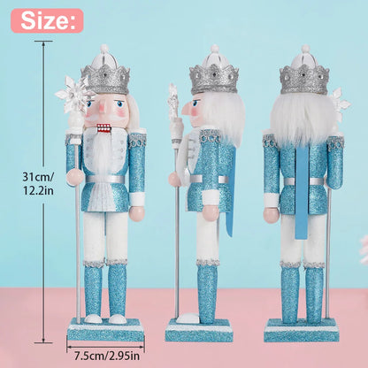 Kerst pop notenkraker houten soldaat blauw 30cm decoratie