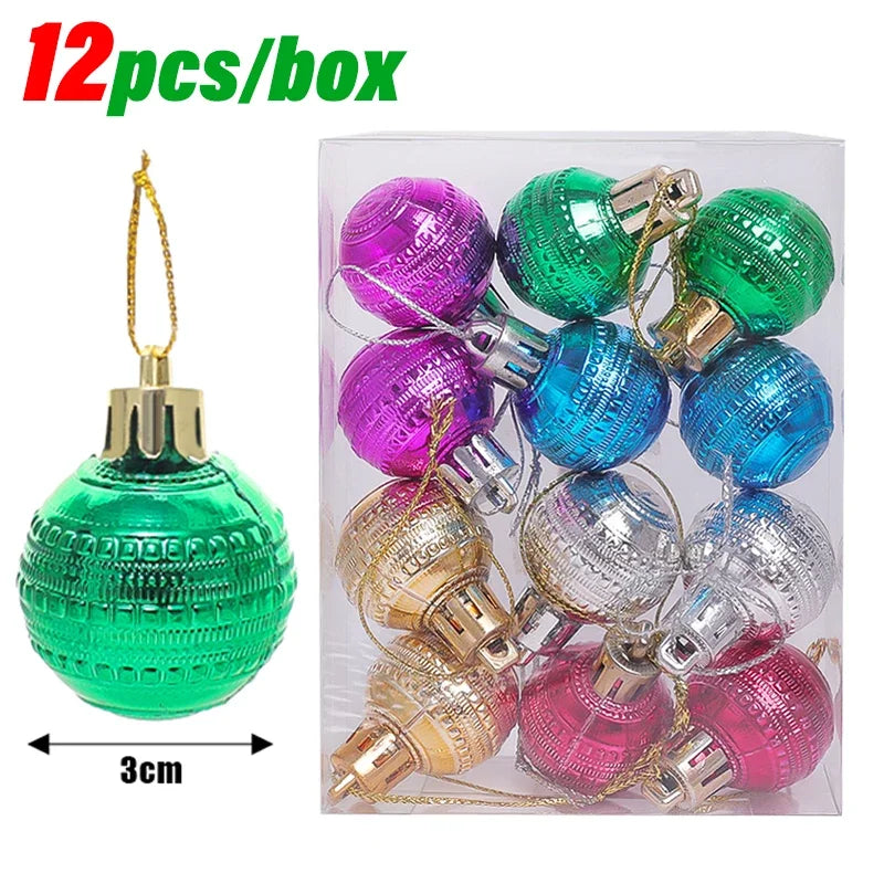 Kerstballen set mini 3CM – kleurrijke kerstdecoratie voor boom en huis