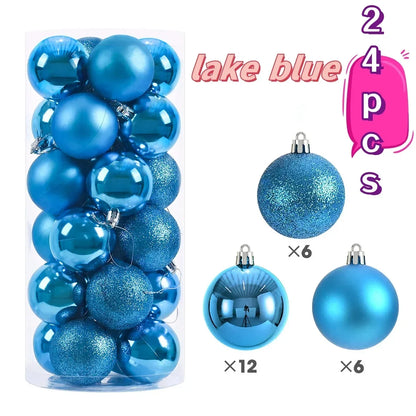 Kerstballen set 24 stuks – stevige kunststof ballen in effen kleuren