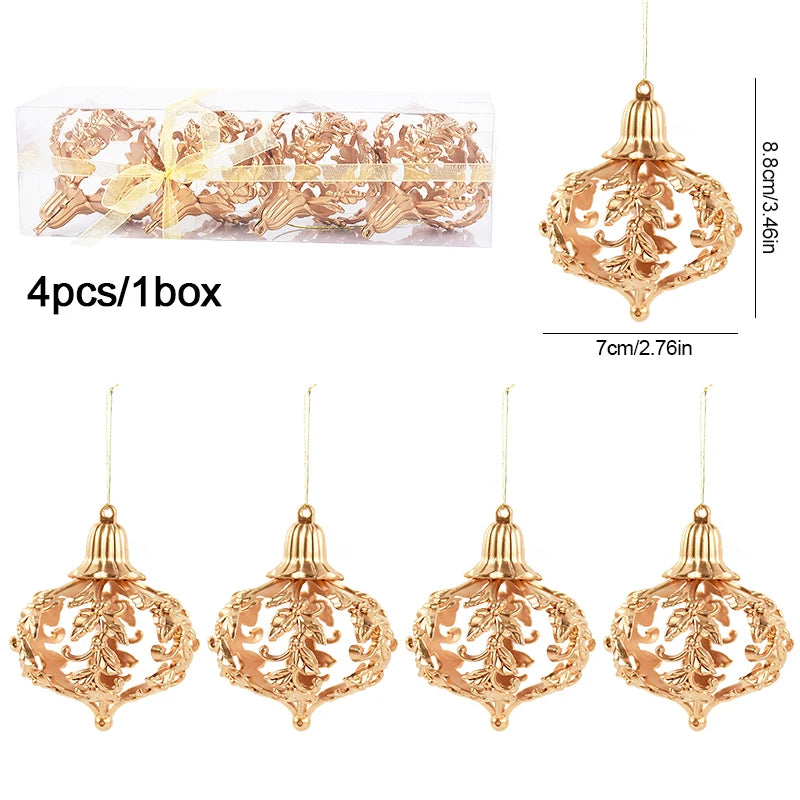Kerstballen set goud met holle ster hangers voor kerstboomdecoratie