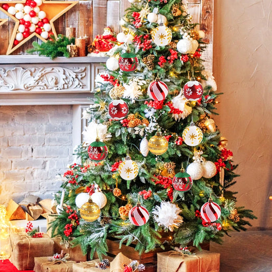 Kerstballen set rood, groen, wit en goud 6 stuks 6 cm voor kerstboomdecoratie