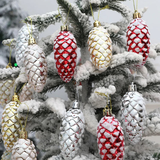Kerstboom ornamenten dennenappel ballen set van 5 kerstdecoratie hangers