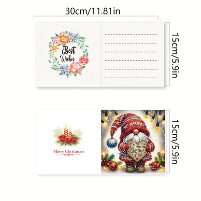 Diamond Painting Kerstkaarten set - 6 Stuks - Kerstgroeten en Wensen