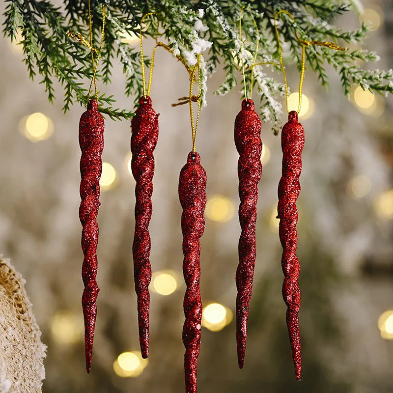 Kerstboom ornament ijskristal hangers set van 10 stuks 13cm - diverse kleuren