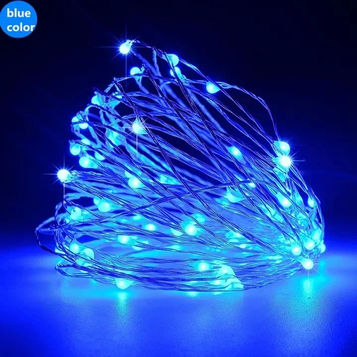 Kerst Lichtsnoer 1 Stuk – LED Koperdraad Lichtjes met Batterijdoos – Warm Wit – Sfeervolle Decoratie