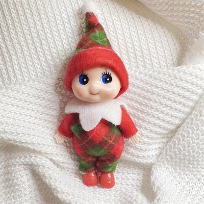 Kerst pop tweeling elf jongen en meisje – feestelijke mini decoratie