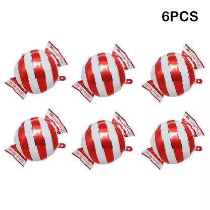 Opblaasbaar Kerst ornament snoepstok en ster decoratie in rood en groen