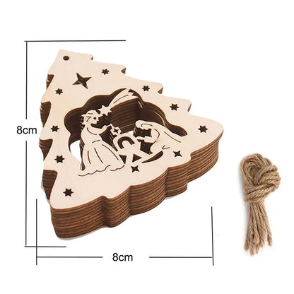 Houten figuur om zelf te kleuren/schilderen – Kerstversiering 10 stuks