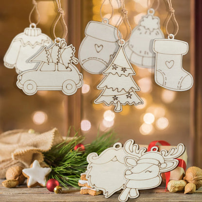 Houten figuur om zelf te schilderen/kleuren – 8 stuks kerst rendier versiering