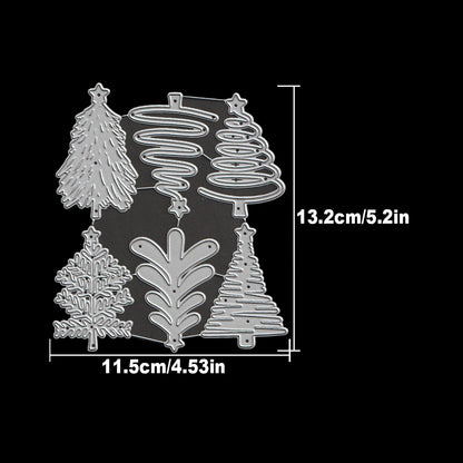 Snijmal kerstbomen met sterren – metalen stansvormen voor decoratie en scrapbooking
