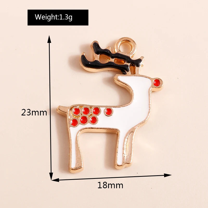Kerst hanger/bedel voor ketting of armband – Emaille rendier kerstcollectie - 20 stuks