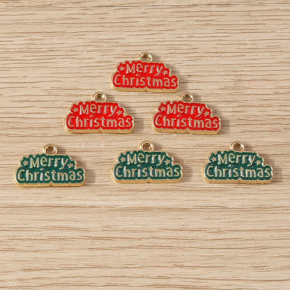 Kerst hangers emaille Merry Christmas bedels voor sieraden en decoratie - 10 stuks