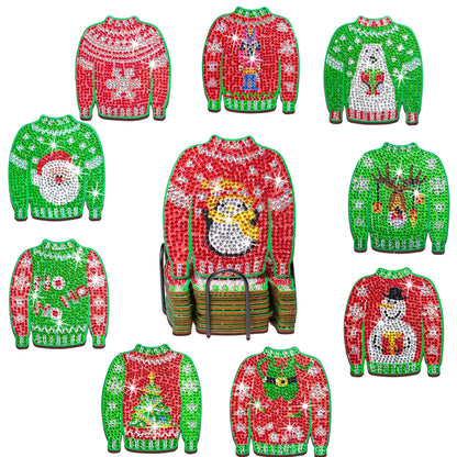 Diamond Painting Onderzetters Kerst – Set van 10 met Houder