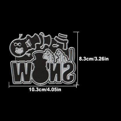 Snijmal Winterse Sneeuwpop met Let It Snow Tekst voor Kaarten en Scrapbooking