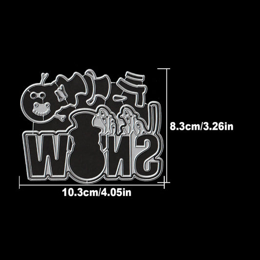 Snijmal Winterse Sneeuwpop met Let It Snow Tekst voor Kaarten en Scrapbooking