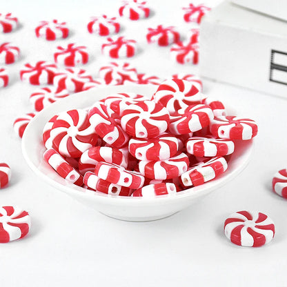 Kerst ornament voor in Kerstboom rood wit snoep decoratie set 10 stuks