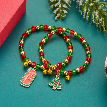 Kerst armband met rendier, sneeuwvlok en kralen bedels voor dames en meisjes