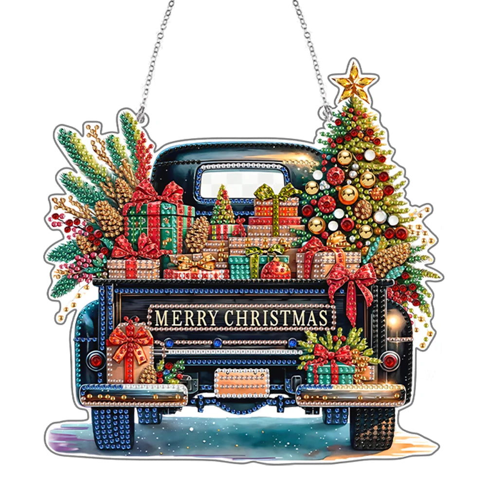 Diamond Painting Kerstkrans Acryl Raamhanger met Strass Steentjes - GH382