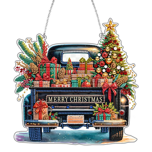 Diamond Painting Kerstkrans Acryl Raamhanger met Strass Steentjes - GH382