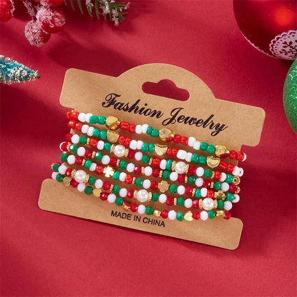 Kerst armband set met kralen, strass en feestelijke resin bedels