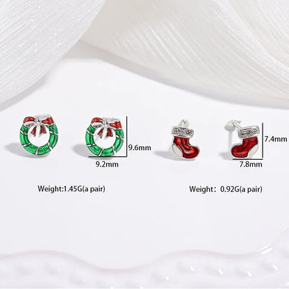 Zilveren Kerst oorbellen kerstboom kers aardbei studs feestelijke accessoires