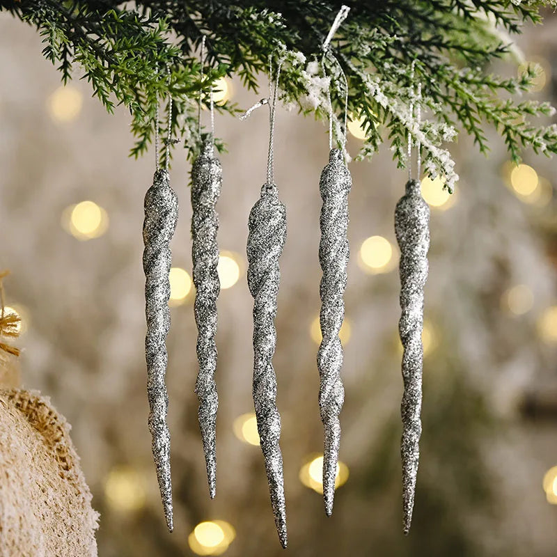 Kerstboom ornament ijskristal hangers set van 10 stuks 13cm - diverse kleuren
