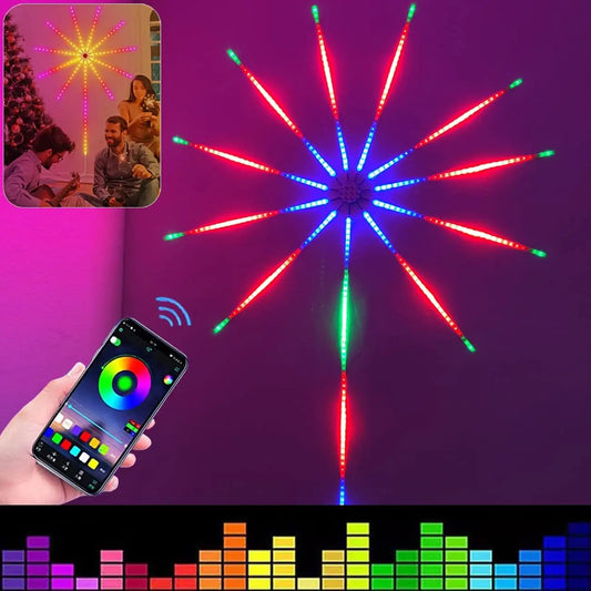 Slimme Kerstverlichting - Dynamische Vuurwerk LED Lichtstrips met Muzieksynchronisatie, RGB, Bluetooth & Afstandsbediening - 180 LEDs